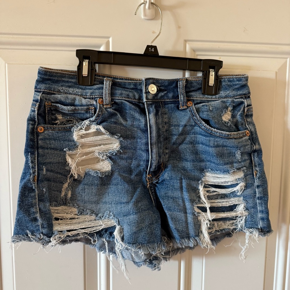 American Eagle Distressed Denim Blue Shorts